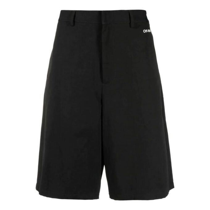 Off-White Men’ s FW22 Solid Color Pattern Printing Straight Shorts Black