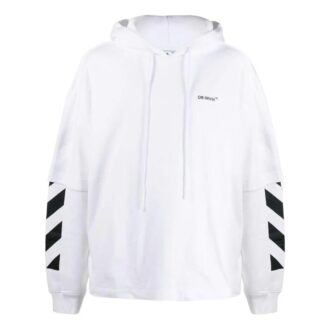 Off-White Men’ s FW22 Solid Color Printing Hooded Long Sleeves Version White