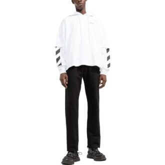 Off-White Men’ s FW22 Solid Color Printing Hooded Long Sleeves Version White