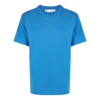 Off-White Men’ s FW22 Solid Color Printing Round Neck Short Sleeve Blue T-Shirt