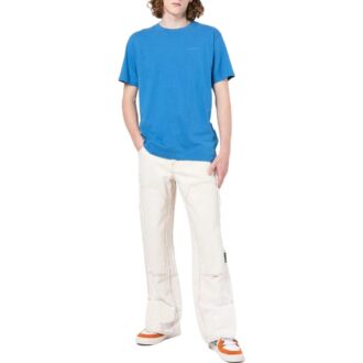 Off-White Men’ s FW22 Solid Color Printing Round Neck Short Sleeve Blue T-Shirt