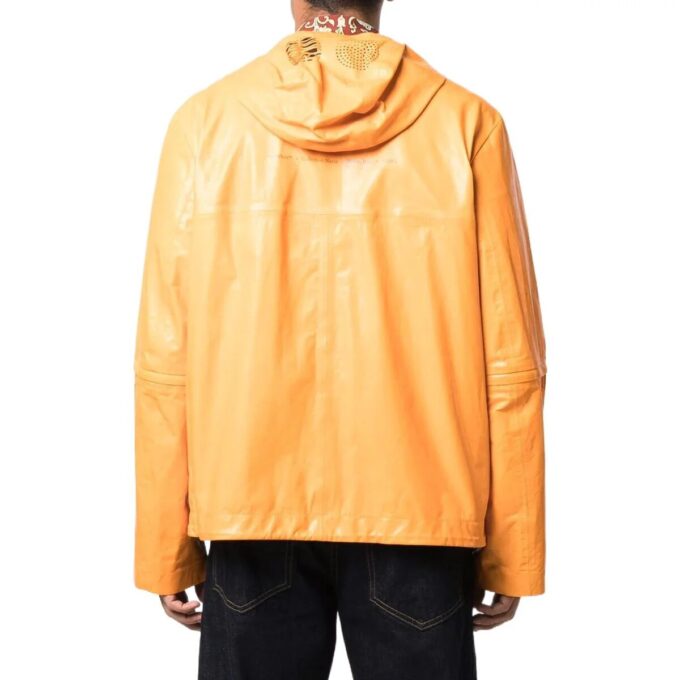 Off-White Men’ s FW22 Solid Color Straight Zipper Hooded Jacket Version Orange Yellow