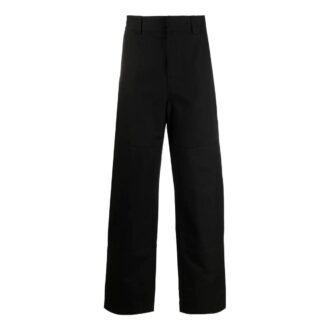 Off-White Men’ s FW22 Solid Color Stripe Printing Straight Casual Pants/Trousers Loose Fit Black