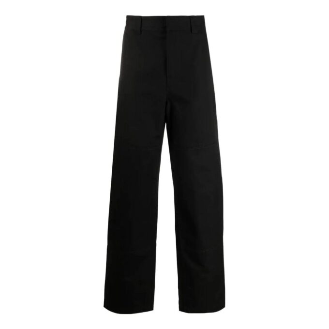 Off-White Men’ s FW22 Solid Color Stripe Printing Straight Casual Pants/Trousers Loose Fit Black