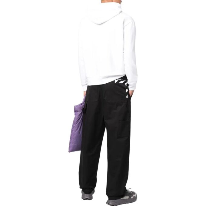 Off-White Men’ s FW22 Solid Color Stripe Printing Straight Casual Pants/Trousers Loose Fit Black
