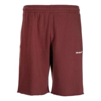 Off-White Men’ s FW22 Stripe Logo Printing Sports Shorts Version Red
