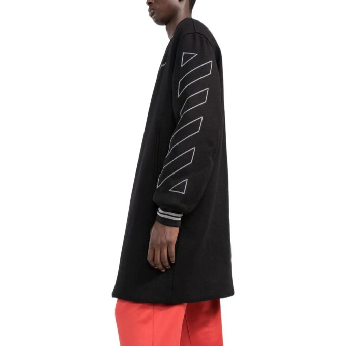 Off-White Men’ s FW22 Stripe Mid-Length Aviator Version Black Jacket