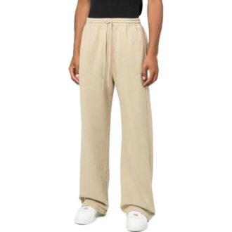 Off-White Men’ s FW22 Stripe Printing Drawstring Straight-Leg Casual Pants/Trousers Beige