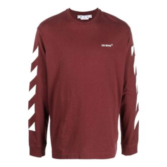 Off-White Men’ s FW22 Stripe Printing Round Neck Pullover Red