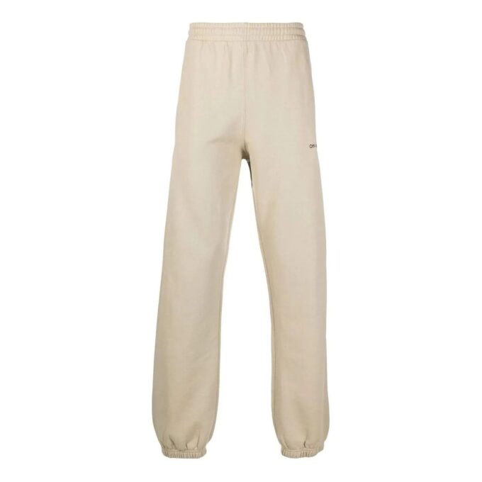 Off-White Men’ s FW22 Twill Printing Bundle Feet Sports Pants/Trousers/Joggers Loose Fit Beige