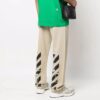 Off-White Men’ s FW22 Twill Printing Bundle Feet Sports Pants/Trousers/Joggers Loose Fit Beige