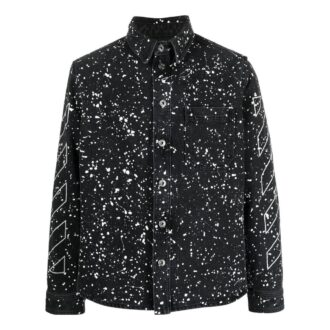 Off-White Men’ s FW22 Twill Printing Single Breasted Long Sleeves Ordinary Version Black Shirt