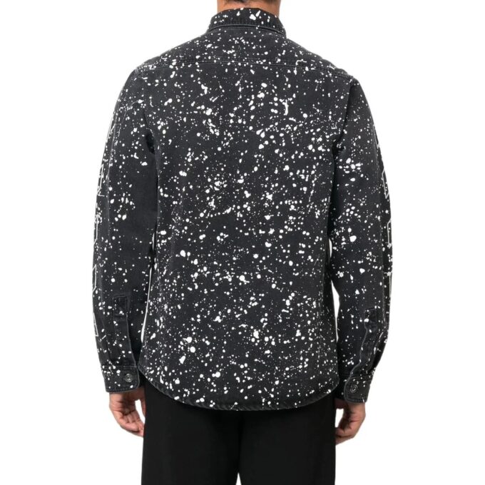 Off-White Men’ s FW22 Twill Printing Single Breasted Long Sleeves Ordinary Version Black Shirt