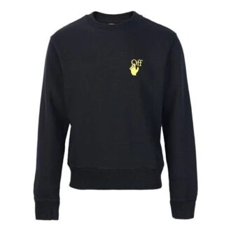 Off-White Men’ s Gold Color Earth Pattern Printing Round Neck Black