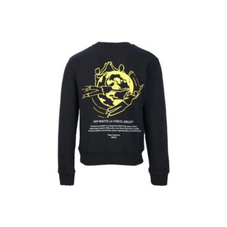 Off-White Men’ s Gold Color Earth Pattern Printing Round Neck Black