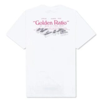 Off-White Men’ s Golden Ratio Yellow Gold Printing Short Sleeve White T-Shirt
