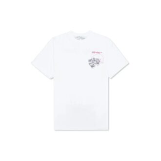 Off-White Men’ s Golden Ratio Yellow Gold Printing Short Sleeve White T-Shirt