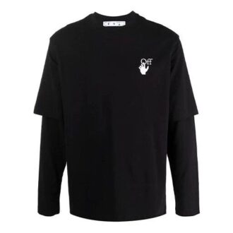 Off-White Men’ s Gradient Arrow Long Sleeves Loose Fit Black T-Shirt