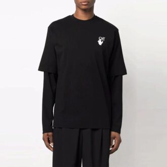 Off-White Men’ s Gradient Arrow Long Sleeves Loose Fit Black T-Shirt