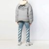 Off-White Men’ s Graffiti Alphabet Printing Double Sided Design Zipper Jacket Loose Fit Gray