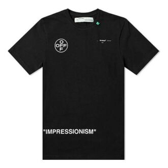 Off-White Men’ s Graffiti Arrow Pattern Short Sleeve Loose Fit Black T-Shirt