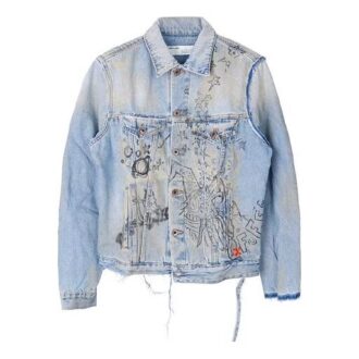 Off-White Men’ s Graffiti Denim Blue Jacket