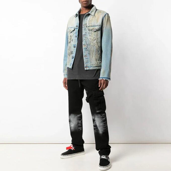 Off-White Men’ s Graffiti Denim Blue Jacket