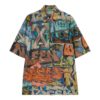 Off-White Men’ s Graffiti Printing Logo Pattern Short Sleeve Multicolor Shirt