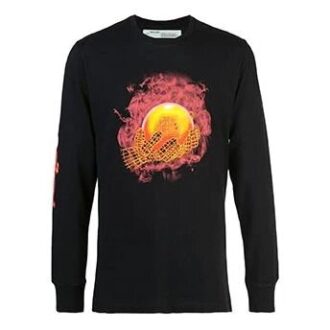 Off-White Men’ s Hands and Planet L/S Printing Long Sleeves Black T-Shirt