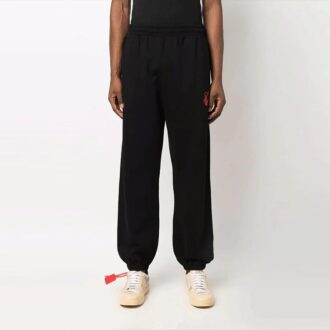 Off-White Men’ s Hands Off Red Arrow Sports Pants/Trousers/Joggers Loose Fit Black
