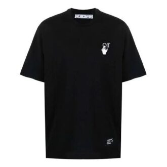 Off-White Men’ s Illustration Arrow Pattern Printing Short Sleeve Black T-Shirt