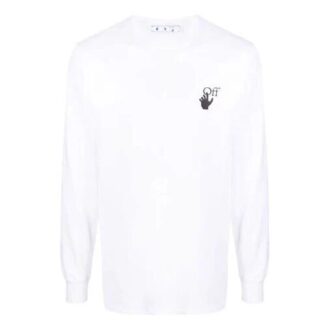 Off-White Men’ s Logo Arrow Pattern Long Sleeves White T-Shirt