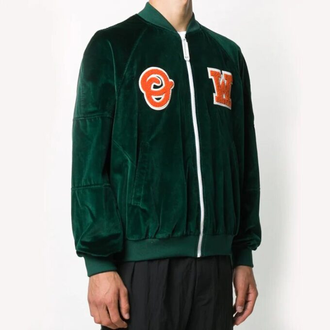 Off-White Men’ s logo Aviator Green Jacket