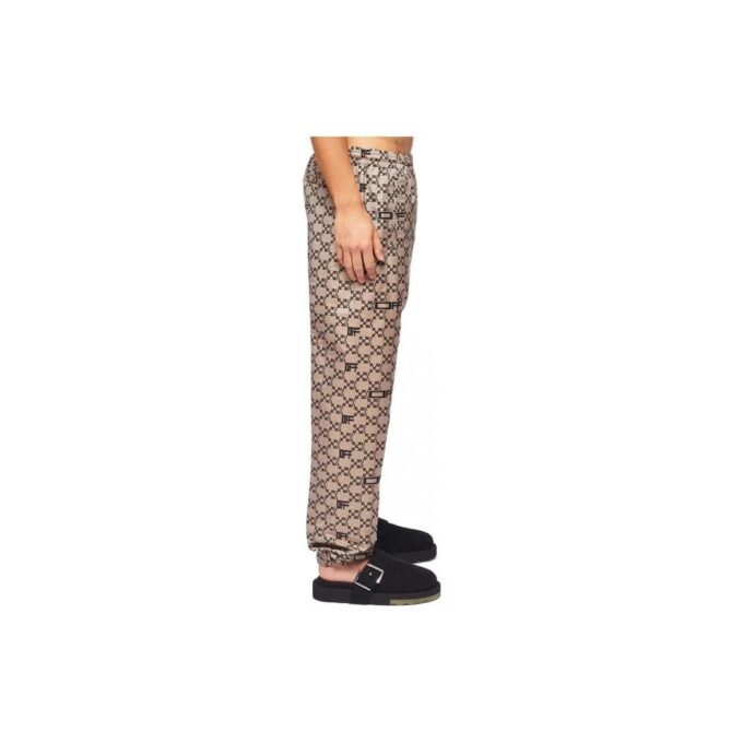 Off-White Men’ s Logo Full Print Elastic Waistband Casual Pants/Trousers Autumn Beige