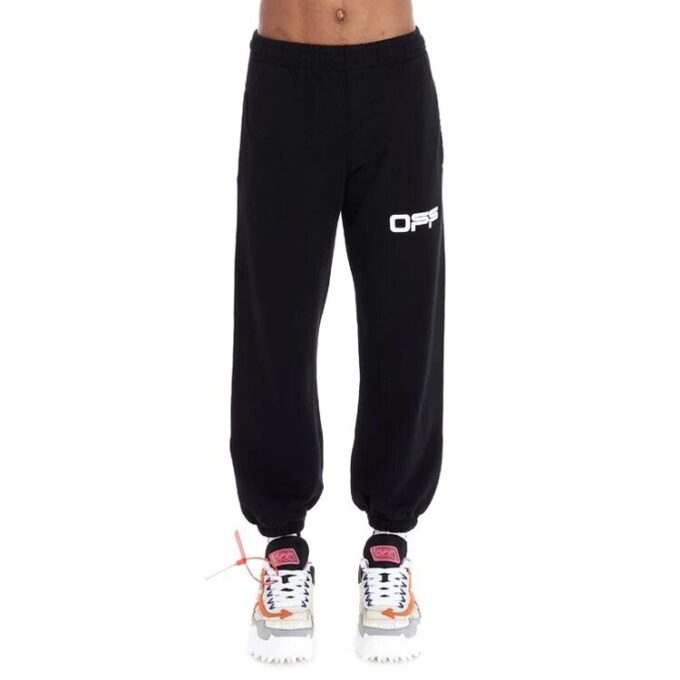 Off-White Men’ s Logo Pattern Printing Bundle Feet Sports Pants/Trousers/Joggers Black