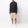 Off-White Men’ s Logo Plaid Flannel Long Sleeves Loose Fit Gray Shirt