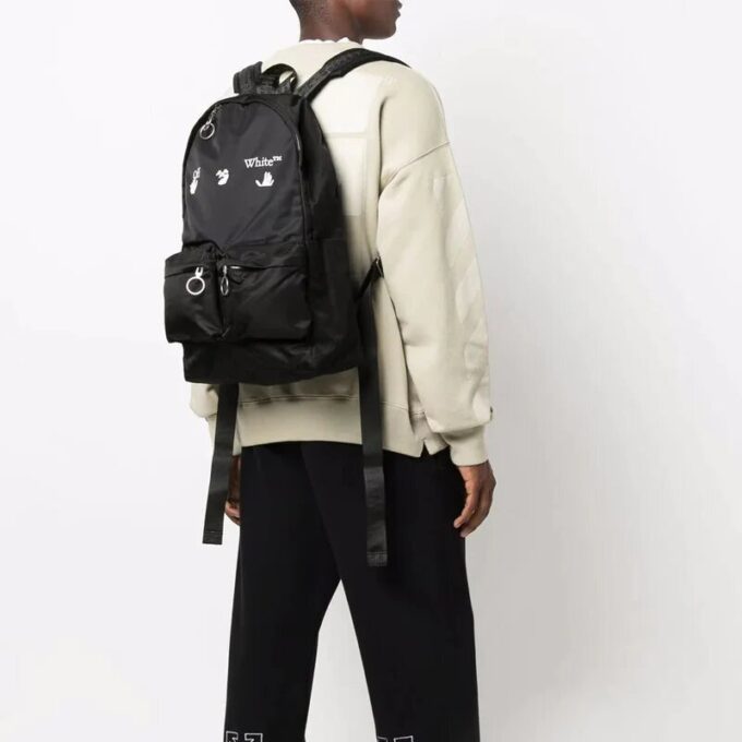 Off-White Men’ s Logo Printing Black Backpack