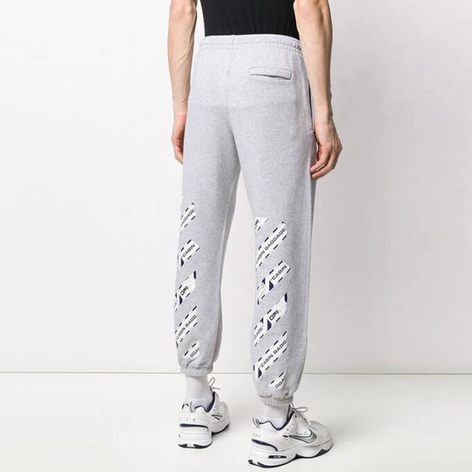 Off-White Men’ s Logo Printing Bundle Feet Sports Pants/Trousers/Joggers Light Grey