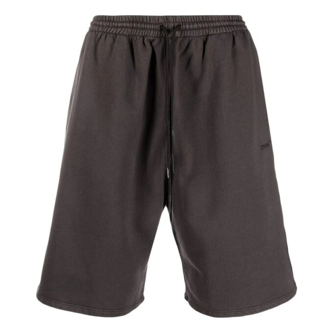 Off-White Men’ s Logo Printing Pattern Elastic Waistband Straight Shorts Brown