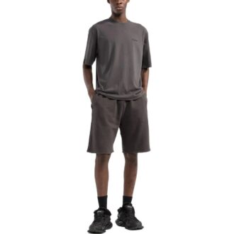 Off-White Men’ s Logo Printing Pattern Elastic Waistband Straight Shorts Brown
