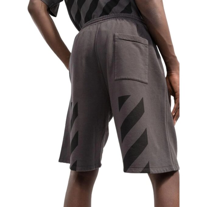 Off-White Men’ s Logo Printing Pattern Elastic Waistband Straight Shorts Brown