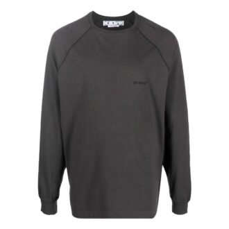Off-White Men’ s Logo Printing Pattern Round Neck Pullover Long Sleeves Gray