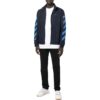 Off-White Men’ s Logo Printing Pattern Zipper Stand Collar Jacket Black