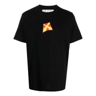 Off-White Men’ s Logo Printing Round Neck Pullover Short Sleeve Black T-Shirt