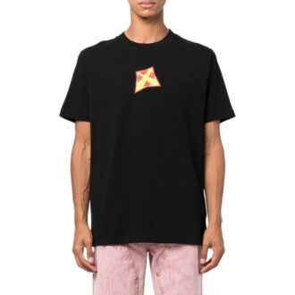 Off-White Men’ s Logo Printing Round Neck Pullover Short Sleeve Black T-Shirt