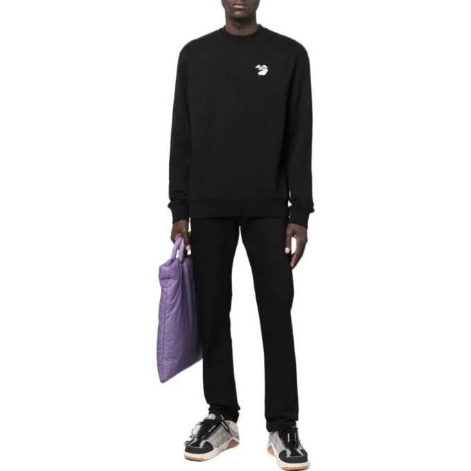 Off-White Men’ s Logo Printing Round Neck Sports Loose Fit Black