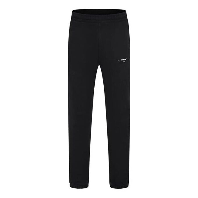 Off-White Men’ s Logo Printing Solid Color Casual Long Pants/Trousers Black