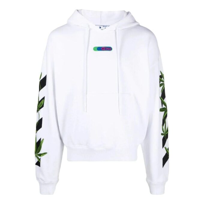 Off-White Men’ s Logo Printing Solid Color Long Sleeves White