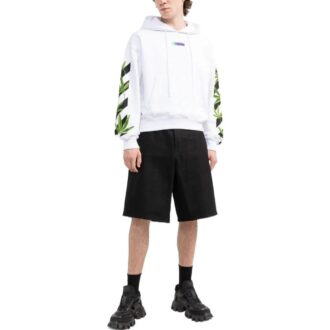 Off-White Men’ s Logo Printing Solid Color Long Sleeves White