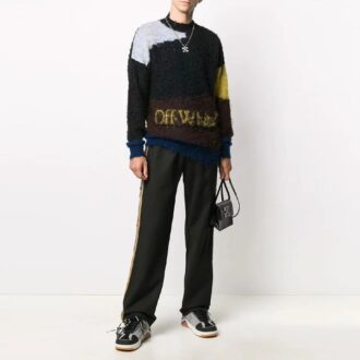 Off-White Men’ s Logo Side Stripe Sports Pants/Trousers/Joggers Loose Fit Black